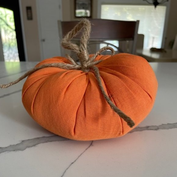 Handcrafted Orange Fabric Pumpkin - Picture 2 of 4